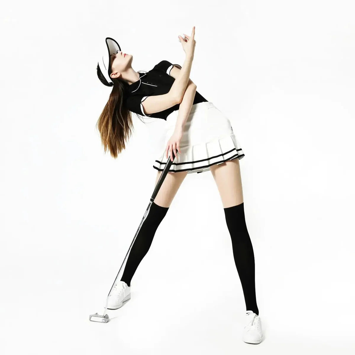 Clobirdie two-tone golf stockings non-slip UV protection