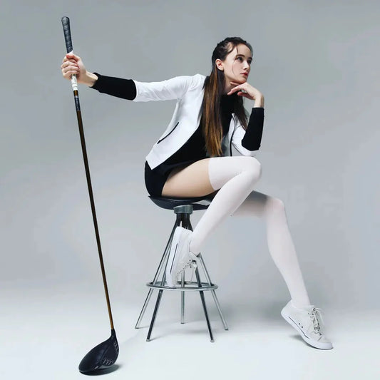 Clobirdie two-tone golf stockings knee-high non-slip UV protection